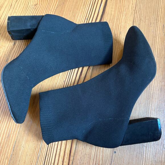 Mia Erika black textile fabric slip on ankle heeled bootie SIZE 10 - Picture 5 of 8